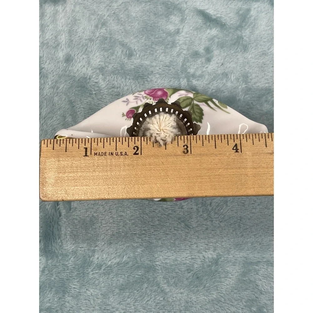 Vintage Mini Oil Lamp Porcelain Floral Finger Lamp Glass Chimney 6